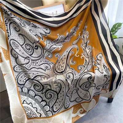 Pañuelo Cuadrado de Satén Estampado Cashew para Mujer - Image 7