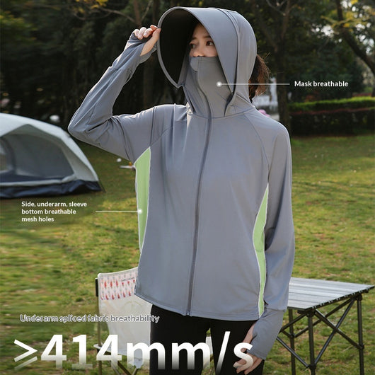 Ropa de Protección Solar Tipo Ice Silk con Ala Ancha para Mujer - Image 9