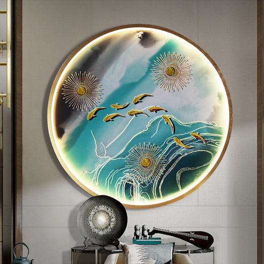Lámpara Decorativa de Relieve 3D para Entrada con Mural de Paisaje Iluminado - Image 25