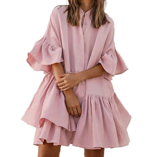 Vestido Elegante de Gasa Suelta en Colores Sólidos - Image 11