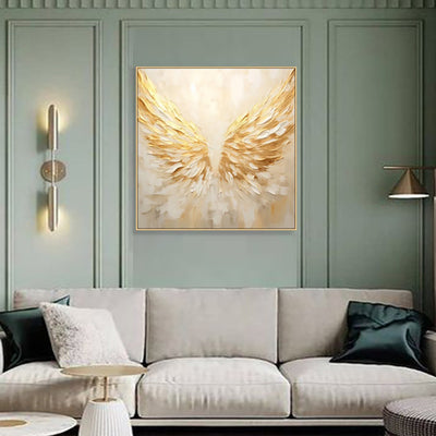 Cuadro de Alas de Ángel Doradas Pintado a Mano - Arte Abstracto Moderno - Image 4