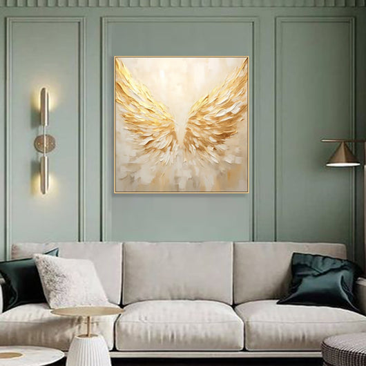 Cuadro de Alas de Ángel Doradas Pintado a Mano - Arte Abstracto Moderno - Image 4