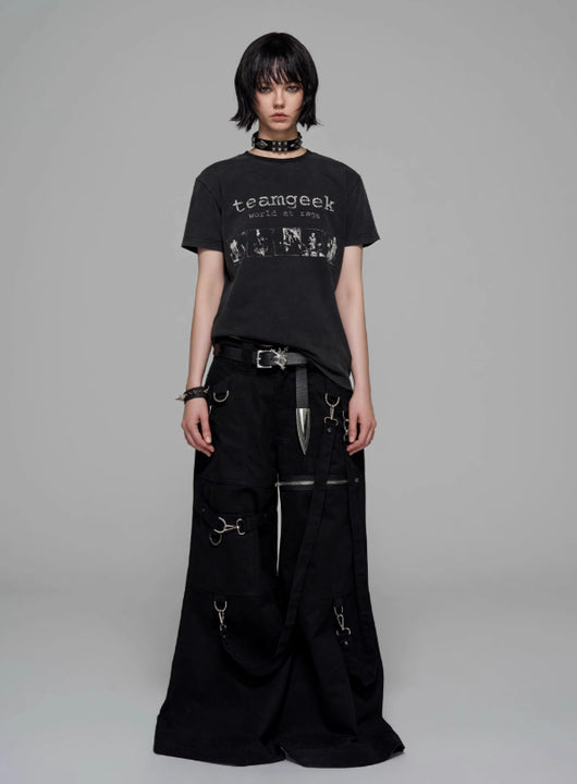 Camiseta Punk Rock Vintage Estampada de Algodón Lavado - Image 5