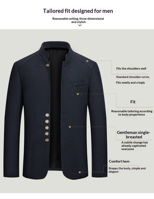 Traje Zhongshan de Lana Tweed con Cuello Mao - Elegancia Tailored Refinada - Image 12