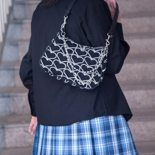 Bolso de Cadena Y2K con Corazón Bordado - Estilo Hot Girl Sweet Cool - Image 2
