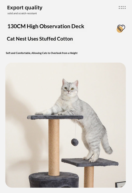 Combo de Árbol Rascador Grande con Cama para Gatos de Uso Doméstico - Image 12