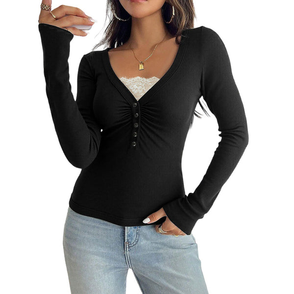 Blusa Ajustada de Punto Francés con Escote V y Pliegues en el Pecho - Image 6