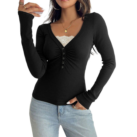 Blusa Ajustada de Punto Francés con Escote V y Pliegues en el Pecho - Image 6