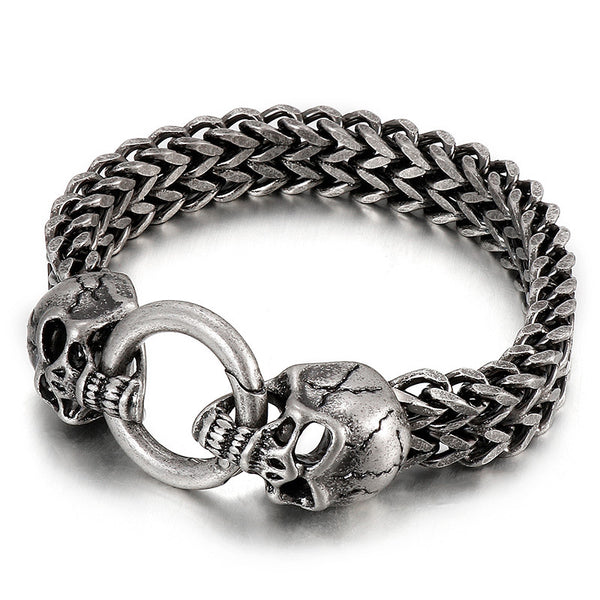Anillo Calavera Retro en Acero Titanio para Hombre