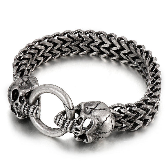 Anillo Calavera Retro en Acero Titanio para Hombre