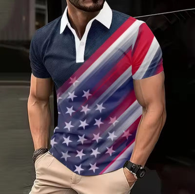 Camiseta Suelta de Manga Corta con Estampado Urbano para Hombre - Image 3