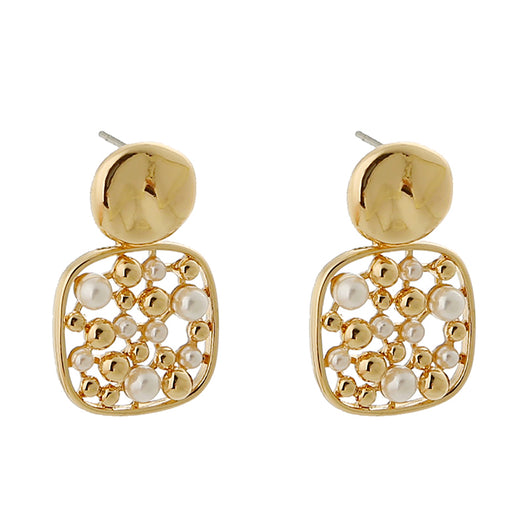 Aretes de Perla con Corte Cuadrado - Image 6