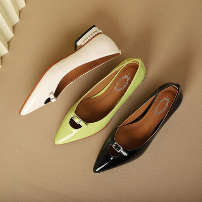 Zapatos de Cuero Elegantes con Punta Fina para Mujer - Image 2