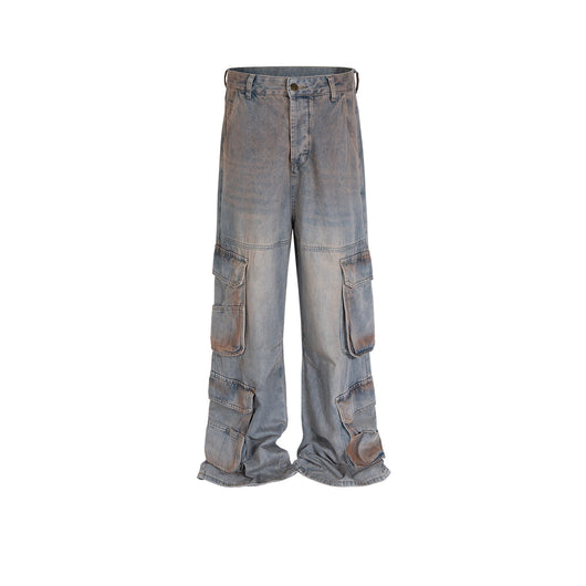 Pantalones Cargo Multibolsillos Estilo Urban Lavado Desgastado - Image 9
