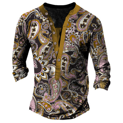 Camiseta Retro con Cuello Henry de Manga Larga para Hombre - Image 8