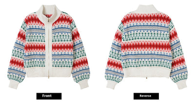 Suéter de Lana Tejido Jacquard Grueso Estilo Retro para Mujer - Image 10
