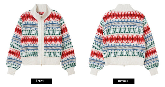 Suéter de Lana Tejido Jacquard Grueso Estilo Retro para Mujer - Image 10