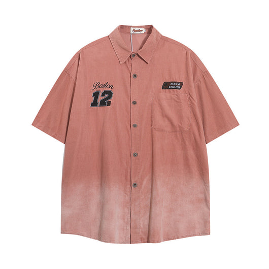 Camisa Suelta de Verano con Bolsillos Bordados para Hombre