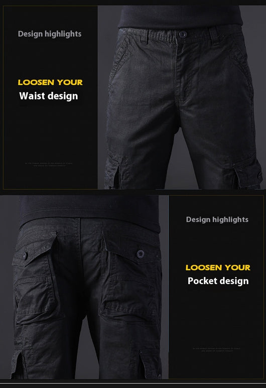 Pantalones de Trabajo Hombre Algodón Puro Bolsillos Múltiples Corte Recto - Image 11
