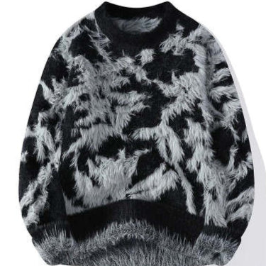 Suéter Holgado de Cuello Redondo para Hombre - Tejido Cálido Otoño Invierno