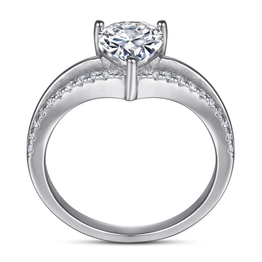 Anillo de Plata con Diamante Simulado en Forma de Gota para Mujer - Image 8