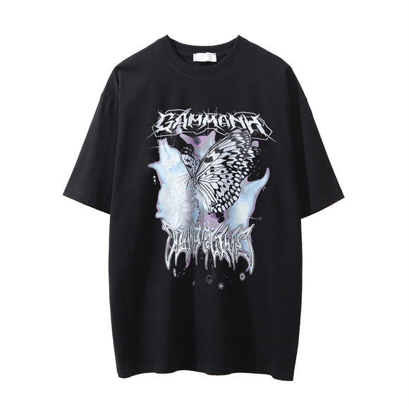 Playera Hombre Estampado Mariposas Efecto Desgastado