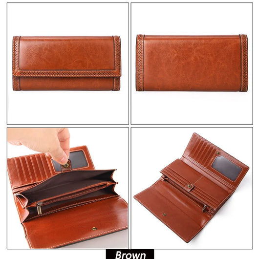 Billetera Larga de Cuero para Mujer con Múltiples Compartimentos - Image 12