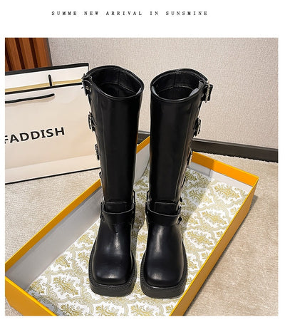 Botas Martin de Cuero Genuino con Tacón Robusto y Hebilla Retro para Mujer - Image 8