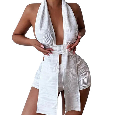 Conjunto Dos Piezas Blusa Escotada con Pliegues y Pantalón con Borlas - Image 3