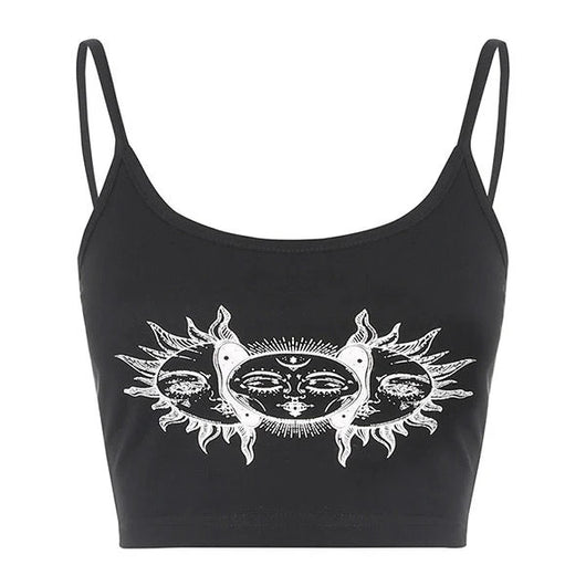 Crop Top Ajustado con Patrón de Tirantes y Estampado - Image 5