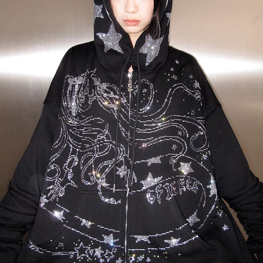 Sudadera Snake Demon Girl con Diamantes