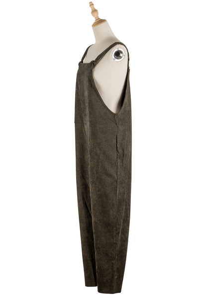 Jumpsuit Casual de Pana Suelta con Tirantes para Mujer - Image 14