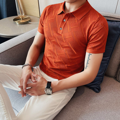 Camiseta Slim Transpirable de Manga Corta con Cuello Solapa para Hombre - Image 4