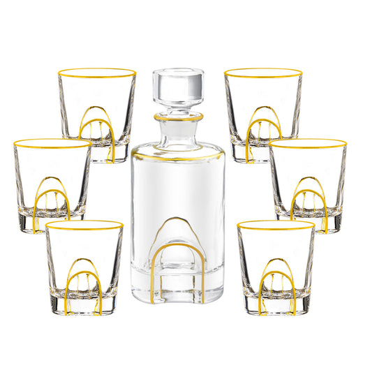 Juego de Copas de Cristal para Whisky y Vino con Detalles Dorados - Image 30