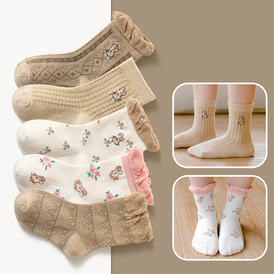 Calcetines Infantiles Coreanos Estampados para Otoño e Invierno