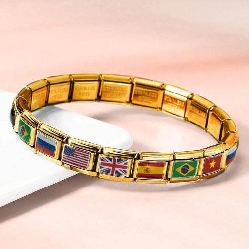 Pulsera Italiana con Resina Epóxica y Banderas del Mundo - Image 2