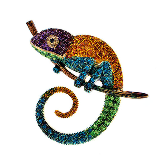 Broche Camaleón con Gota de Aceite y Diamantes - Image 2