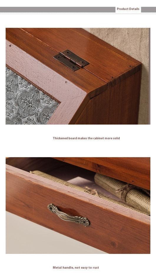 Gabinete de Almacenamiento Cosmético Vintage Madera con Doble Cajón - Image 12
