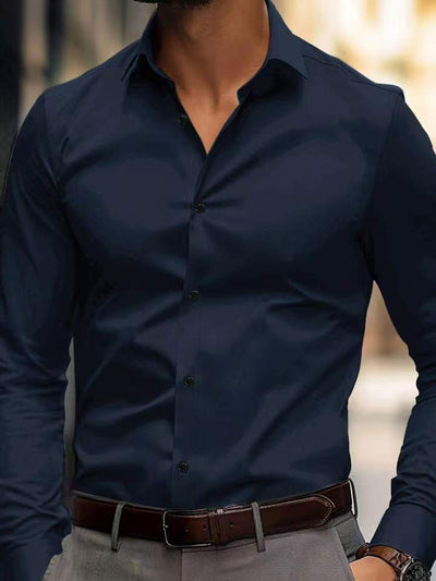 Camisa Ejecutiva de Manga Larga Color Sólido - Image 16