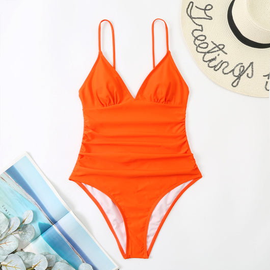Traje de Baño Enterizo Amarillo Clásico con Halter Ajustable - Image 11