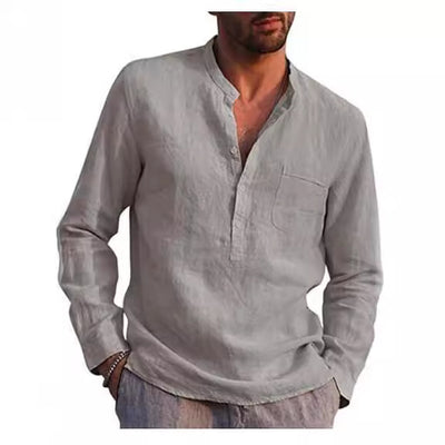Camisa de Lino Casual Manga Larga para Playa Hombre - Image 11
