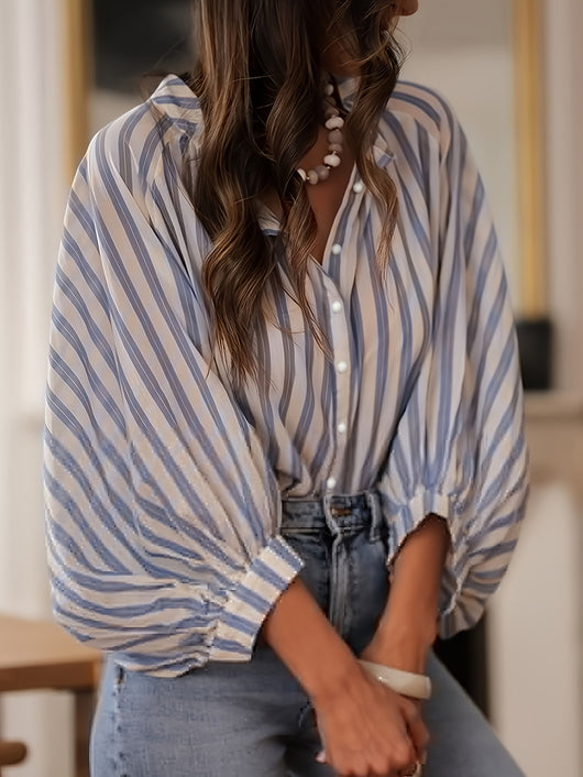 Blusa Rayada Manga Larga Efecto Adelgazante para Mujer - Image 7