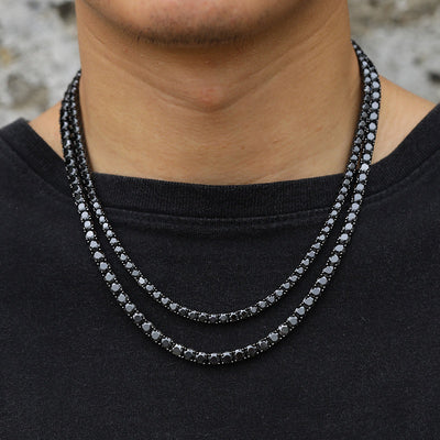 Cadena de Tenis Plata S925 Moissanita Negra - Collar Hip Hop para Hombre - Image 22