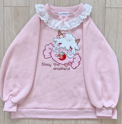 Sudadera con Cuello de Encaje Suelto para Mujer - Image 2