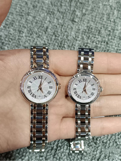 Reloj de Cuarzo con Correa de Acero y Esfera Romana Pequeña en Cuero - Image 17