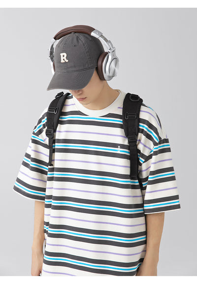 Playera Hombre Rayas Contraste Retro Suelta Versátil - Image 25