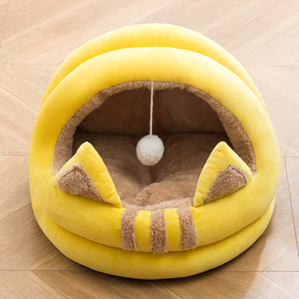 Arenero Semicerrado para Gatos con Forro Cálido Removible