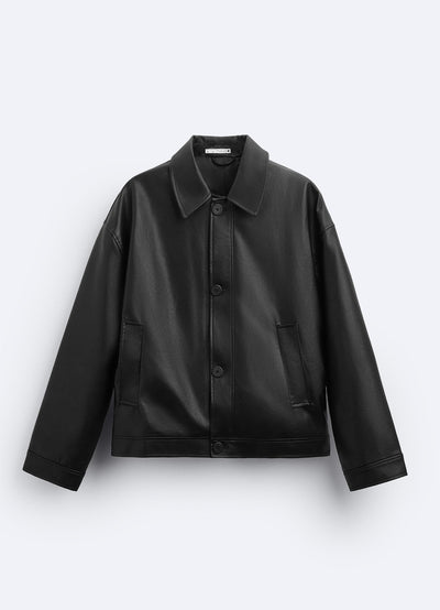 Chaqueta de Cuero Sintético Cuadrada para Hombre - Image 13