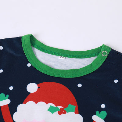 Santa Squad long-sleeved pajama set with a Santa Claus graphic top and red and white striped pants. - Image 10
