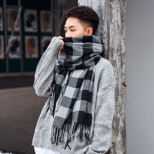 Bufanda Cuadriculada de Faux Cashmere para Hombre - Versátil y Elegante